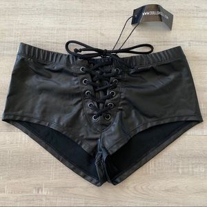 Black pleather festival booty shorts